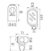 СТОЙКА ДЛЯ ДУША D25ММ, L=600ММ, НЕРЖ., ABS, ХРОМ MELODIA MKP20149P