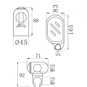 СТОЙКА ДЛЯ ДУША D25ММ, L=600ММ, НЕРЖ., ABS, ХРОМ MELODIA MKP20149P